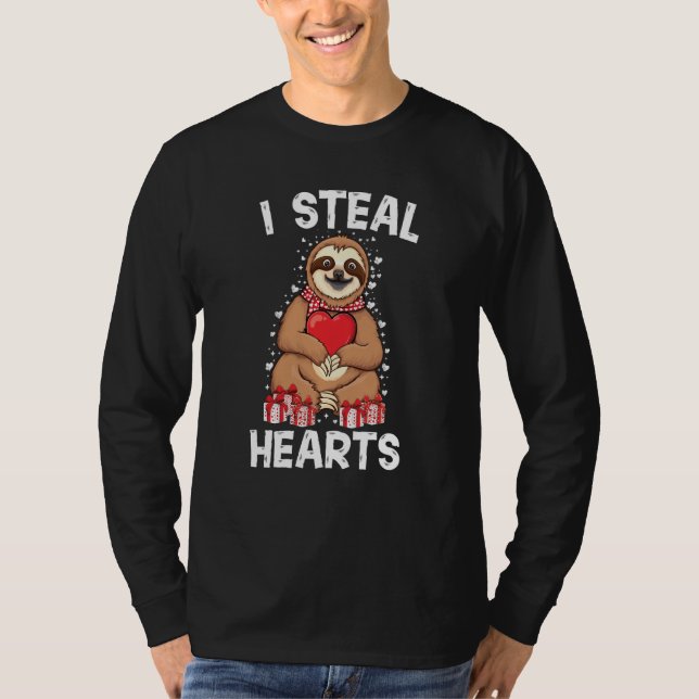 Camiseta Cute lazy sloth holding heart love sloth valentine (Anverso)
