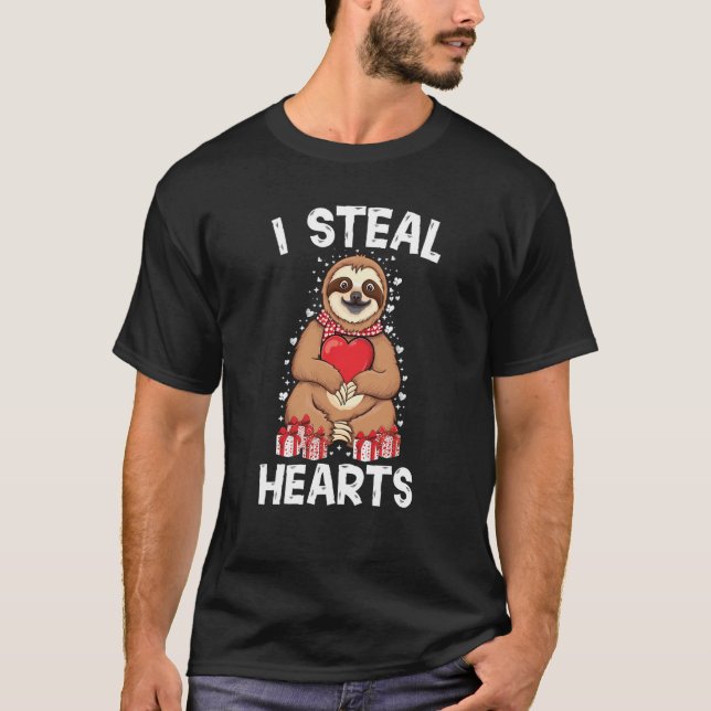 Camiseta Cute lazy sloth holding heart love sloth valentine (Anverso)