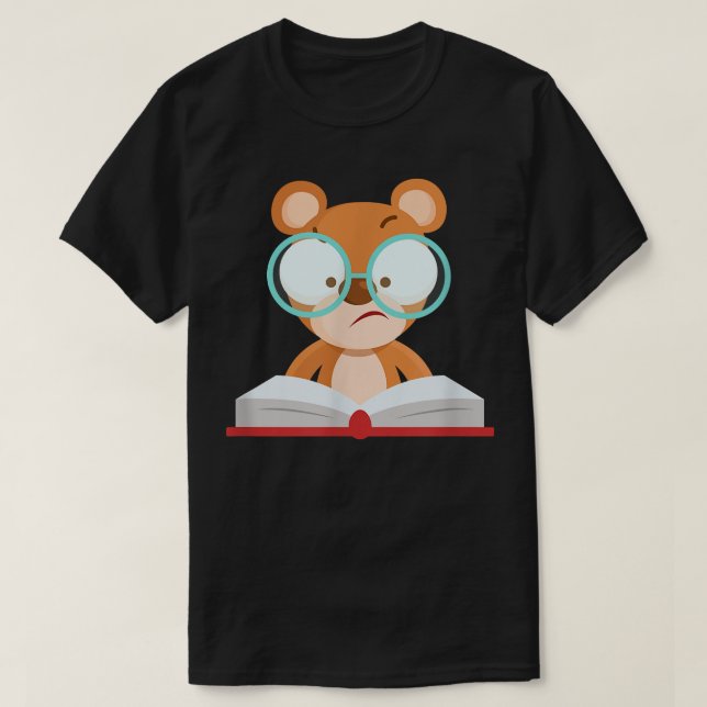 Camiseta Cute learning bear simple costume funny glasses bo (Diseño del anverso)