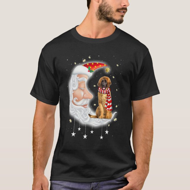 Camiseta Cute Leonberger With Santa Hat Christmas Dog (Anverso)