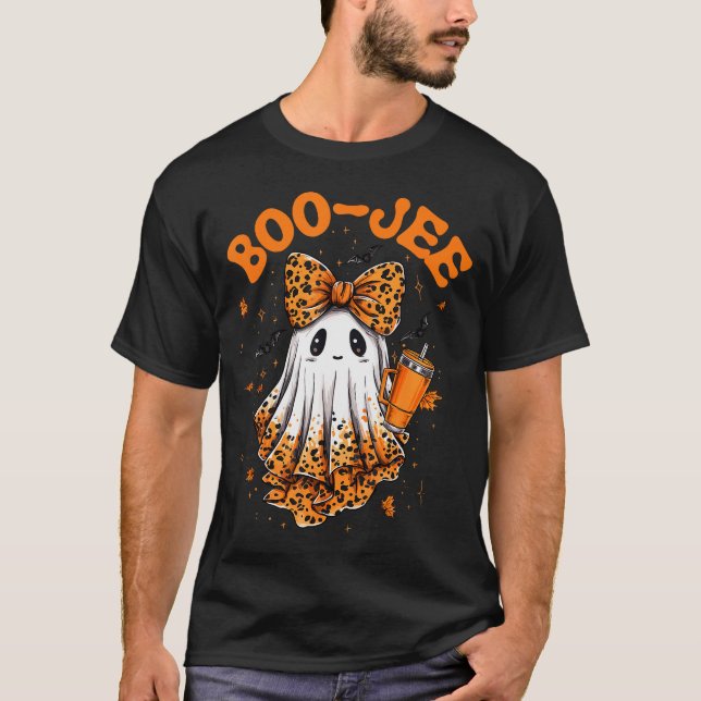 Camiseta Cute Leopard Boo Jee Ghost Coffee Halloween Costum (Anverso)