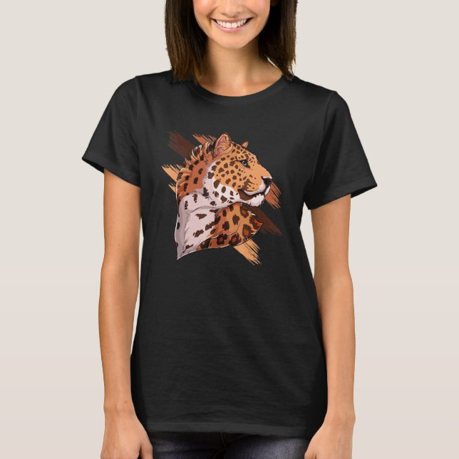 Camiseta Cute Leopard Head Women Chica Cat Animal Graphic (Anverso)
