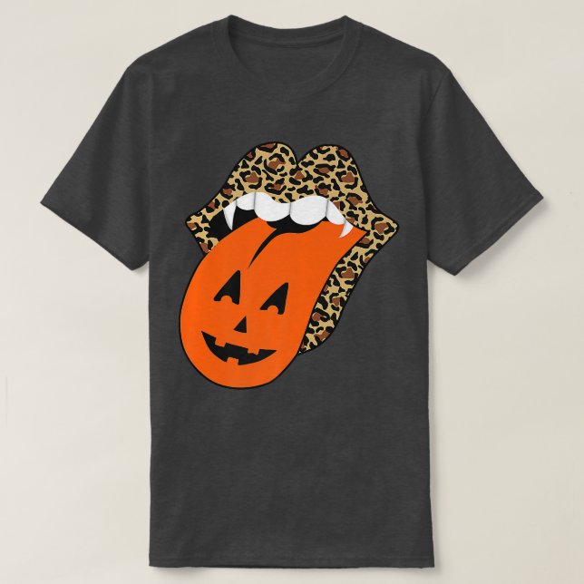 Camiseta Cute Leopard Lips Halloween Lips Vampire Mouth Pum (Diseño del anverso)