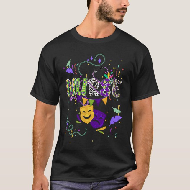 Camiseta Cute Leopard Nurse Mardi Gras Festival Party Nursi (Anverso)