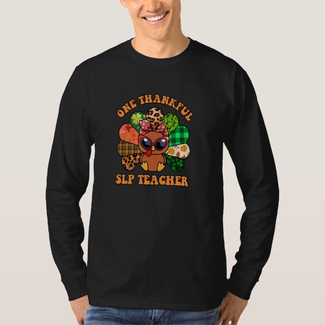 Camiseta Cute Leopard One Thankful Slp Teacher Thanksgiving (Anverso)