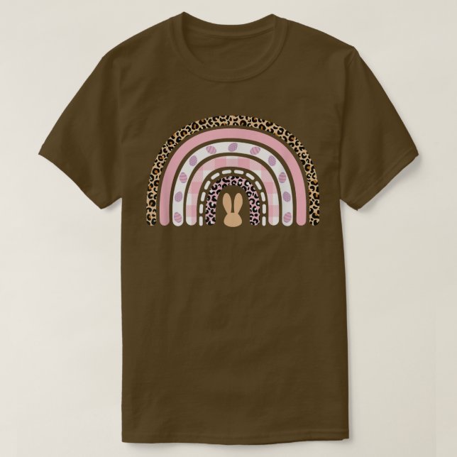 Camiseta Cute Leopard Rainbow Easter Bunny Easter Eggs Happ (Diseño del anverso)