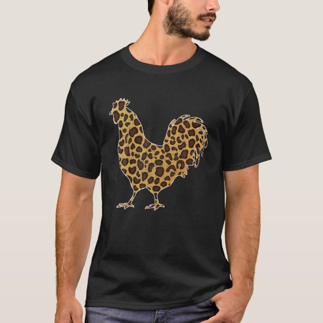 Camiseta Cute leopardo de pollo Imprimir curiosa granja de  (Anverso)