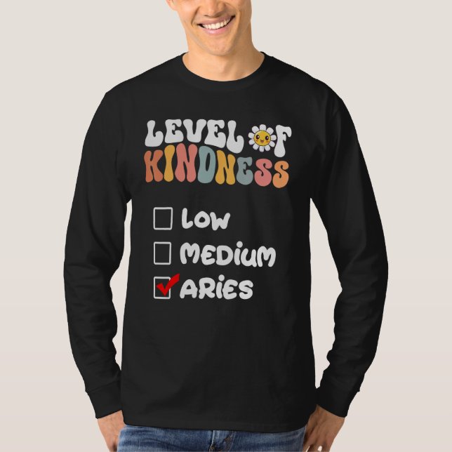 Camiseta Cute Level of Kindness Aries Zodiac Sign Daisy Flo (Anverso)