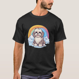 Camiseta Cute Lhasa Apso Rainbow Cloud Kawaii Cuppy Perro L