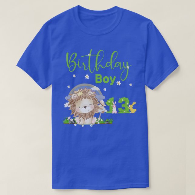 Camiseta Cute Lion 13th Birthday Boy (Diseño del anverso)