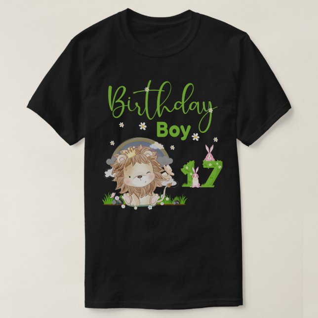 Camiseta Cute Lion 17th Birthday Boy (Diseño del anverso)
