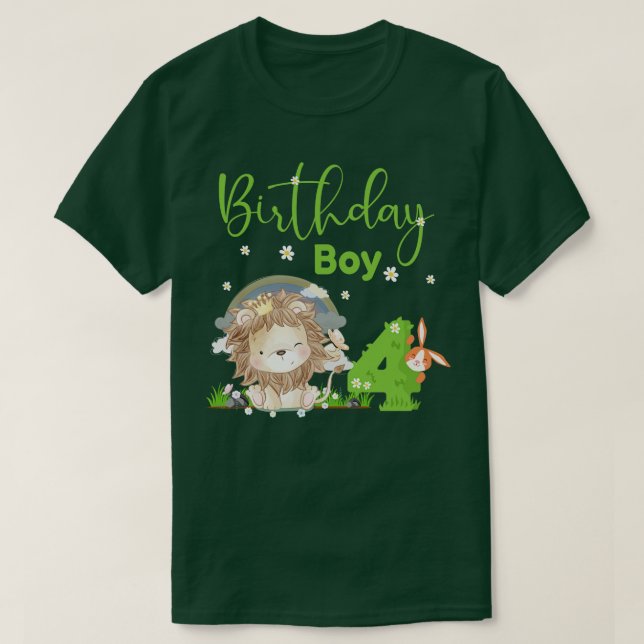 Camiseta Cute Lion 4th Birthday Boy (Diseño del anverso)