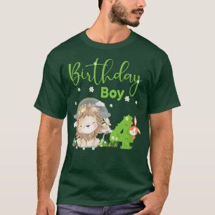 Camiseta Cute Lion 4th Birthday Boy