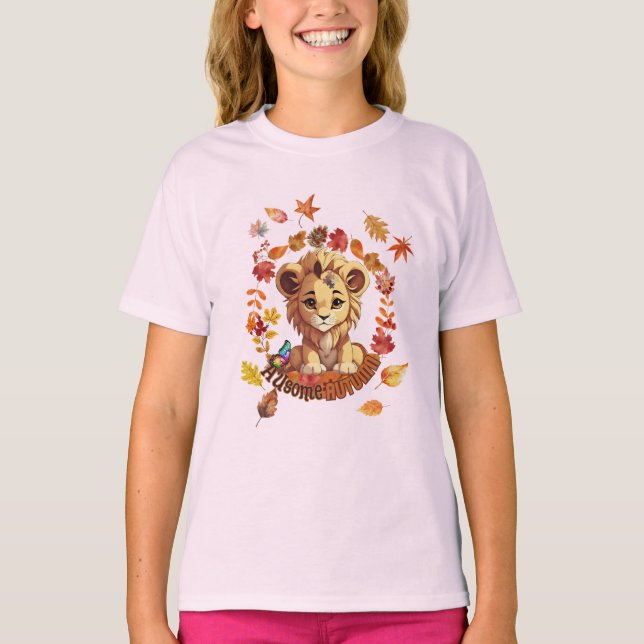 Camiseta Cute Lion “Ausome Autumn” Design – Fall Autism  (Anverso)