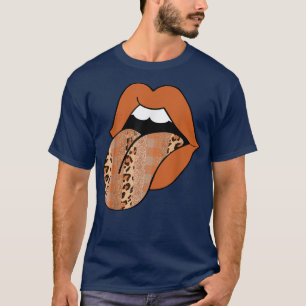 Camiseta Cute Lips Estilo Viejo Leopardo Otoño Caída Gracia