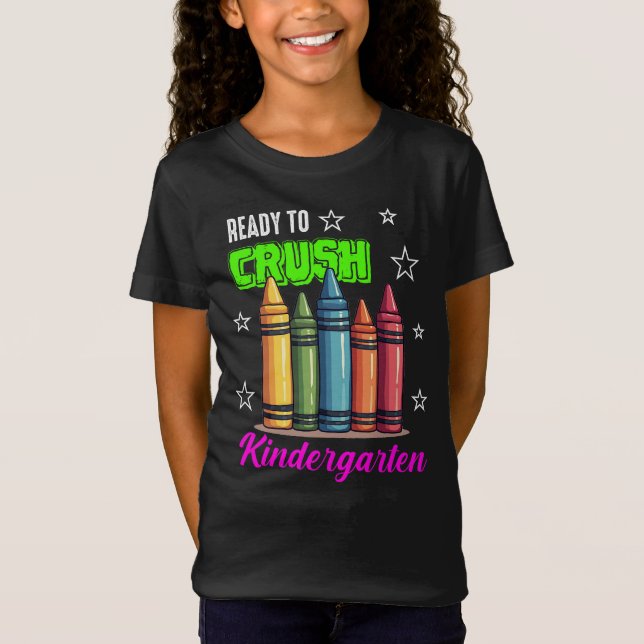 Camiseta Cute listo para aplastar el jardín de niños Crayon (Anverso)