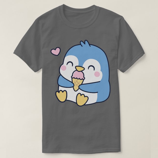 Camiseta Cute Little Blue Penguin ama el helado (Diseño del anverso)