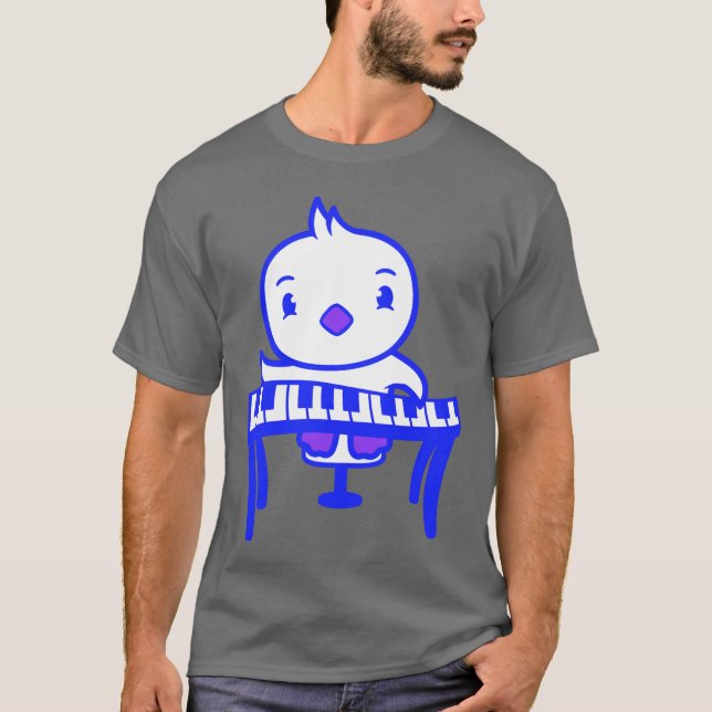 Camiseta Cute Little Duck Chick Bird Playing Keyboard Music (Anverso)