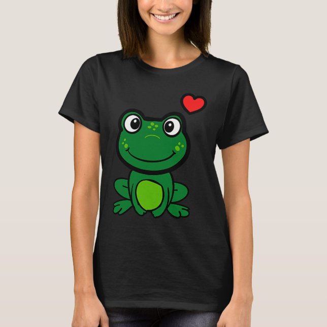 Camiseta Cute little green frog with hearts (Anverso)