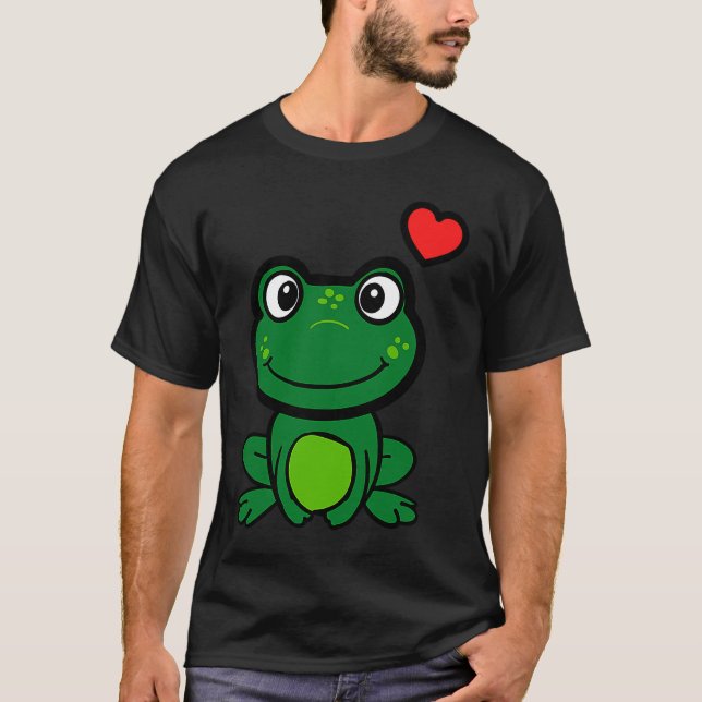 Camiseta Cute little green frog with hearts (Anverso)