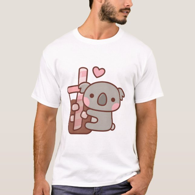 Camiseta Cute Little Koala Bear Hugging Iced Coffee (Anverso)