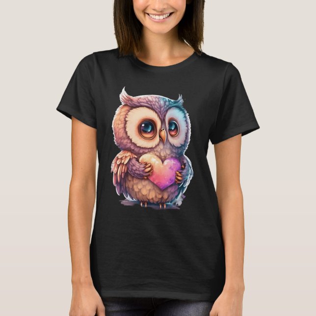 Camiseta Cute Little Owl Valetines Animal Love 10 (Anverso)