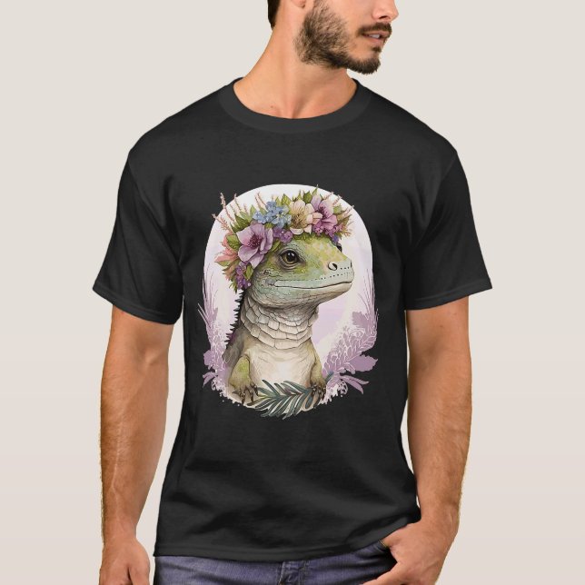 Camiseta Cute Lizard Flower Crown Lizard (Anverso)