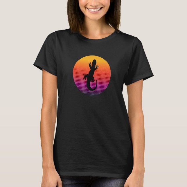 Camiseta Cute Lizard Gecko Animal Silhouette at Sunset for  (Anverso)