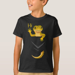 Camiseta Cute Lizard Reptile Gecko Greeting Hi Pocket Gift