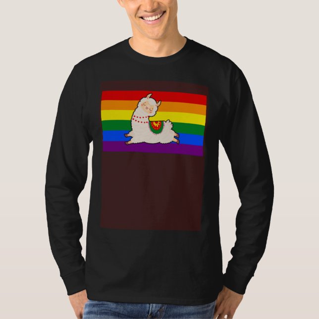 Camiseta Cute Llama Alpaca Love Gay Pride Flag Floral Summe (Anverso)