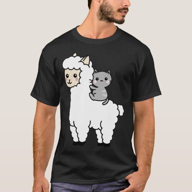 Camiseta Cute Llama Cat Best Friends (Anverso)