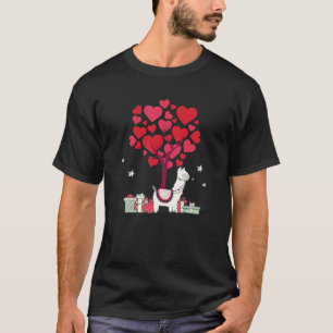 Camiseta Cute Llama Corazón De San Valentín Árbol De San Va