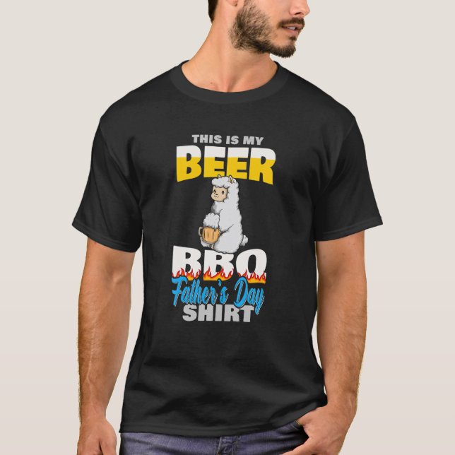 Camiseta Cute Llama Funny Bbq Grilling Beer Lover Padre's (Anverso)