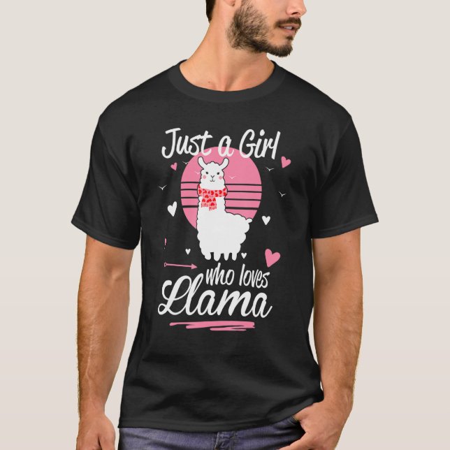 Camiseta Cute Llama Just A Girl Who Loves Llama Adorable (Anverso)