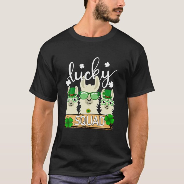 Camiseta Cute Llama Lucky Squad Funny Alpaca St Patricks Da (Anverso)