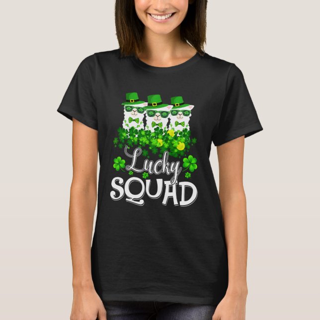 Camiseta Cute Llama Lucky Squad Shamrock Irish St Patricks (Anverso)