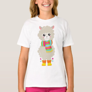 Camiseta Cute Llama, Pequeña Llama, Alpaca, Llama Con Scarf
