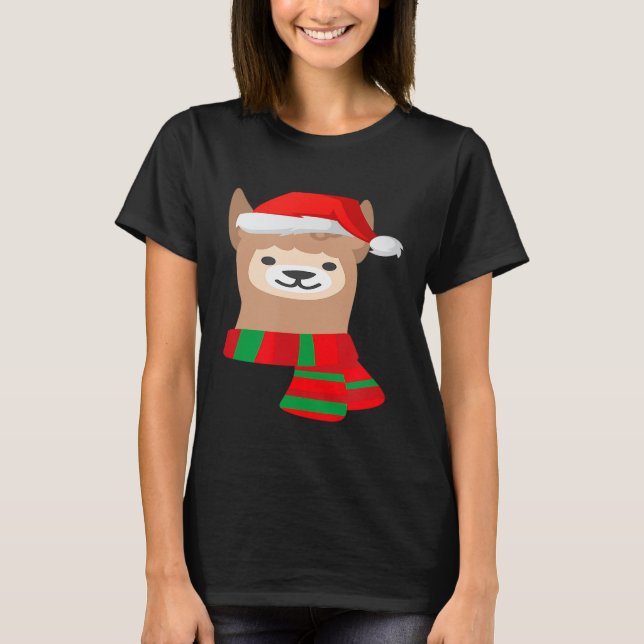 Camiseta Cute llama Santa Hat (Anverso)