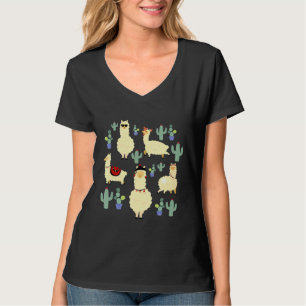 Camiseta Cute Llama Squad Pose Para Picture Cactus Garden