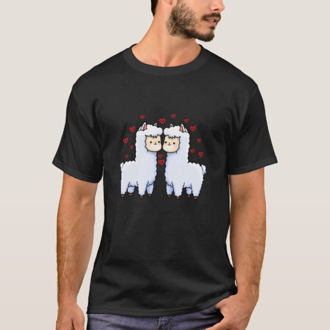 Camiseta Cute Llama Valentines Day Matching Couple Llama (Anverso)