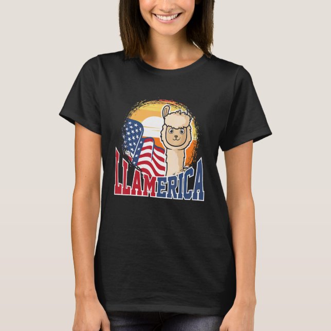 Camiseta Cute Llamerica Patriótica Para Hombres Mujeres Amé (Anverso)