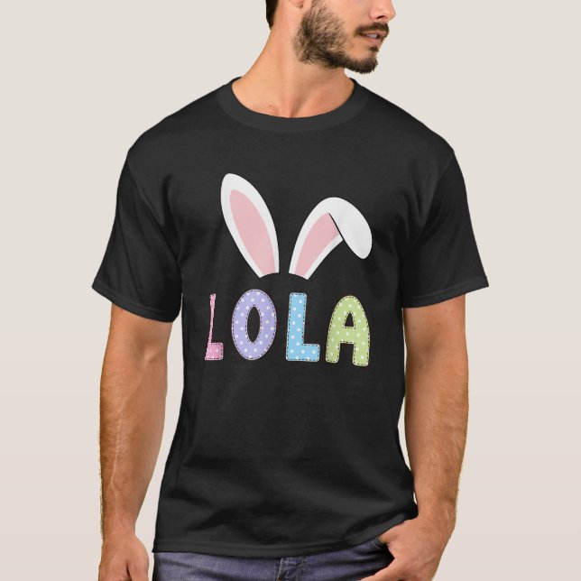 Camiseta Cute Lola Happy Easter Bunny Matching Family Outfi (Anverso)