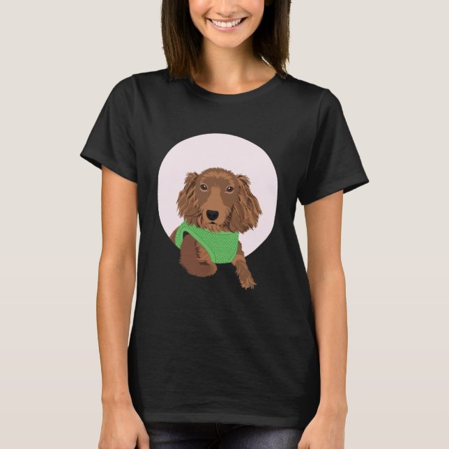 Camiseta Cute Long Haired Dachshund (Anverso)