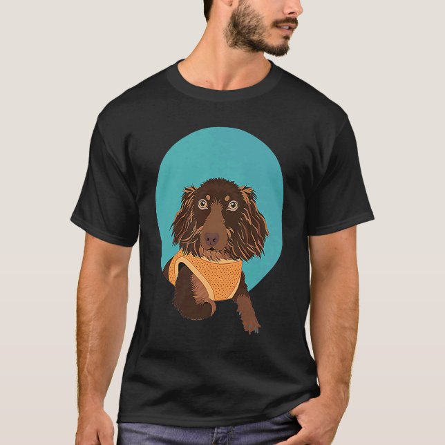 Camiseta Cute Long Haired Dachshund (Anverso)