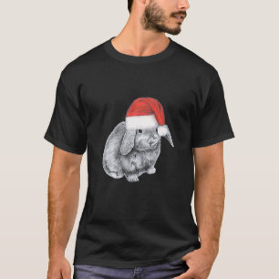 Camiseta Cute Lop Eared Bunny Rabbit Wearing Christmas Sant
