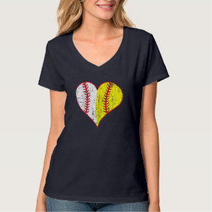 Camiseta Cute Love Baseball Fast Pitch Softball Heart Baseb