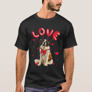 Camiseta Cute Love Bernard Perro Valentine Mascota Perro Lo