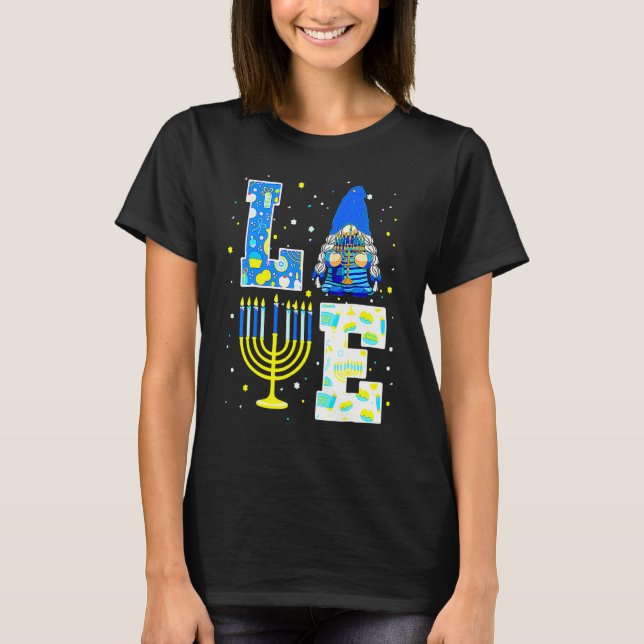 Camiseta Cute LOVE Hanukkah Decorations Dreidel Menorah Cha (Anverso)