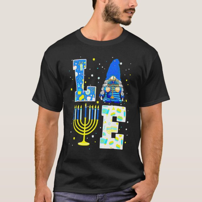 Camiseta Cute LOVE Hanukkah Decorations Dreidel Menorah Cha (Anverso)