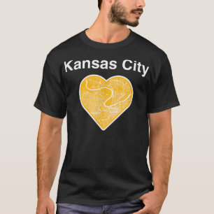 Camiseta Cute Love Kansas City Yellow Street Map Heart